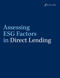 The cover of Blue Owl's "Assessing ESG Factors in Direct Lending" whitepaper